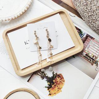 Alloy Rhinestone Moon & Star Fringed Earring 01 - As Shown In Figure - One Size