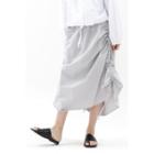 Drawstring-side Maxi Skirt Gray - One Size