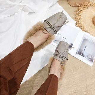 Faux Fur Trim Backless Loafers