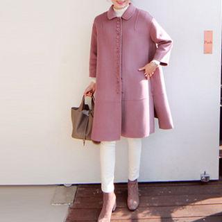 Button-trim Wool Coat