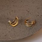 Layered Sterling Silver Open Hoop Earring 1 Pair - 1583 - Gold - One Size