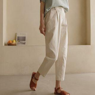 Band-waist Pintuck Baggy Pants