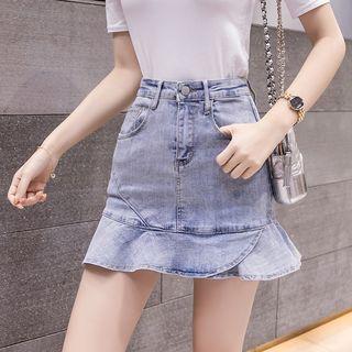Mini Mermaid Denim Skirt