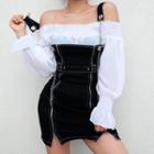Long-sleeve Blouse / Mini A-line Jumper Dress
