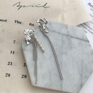 Asymmetrical Irregular Tassel Ear Stud Silver - One Size