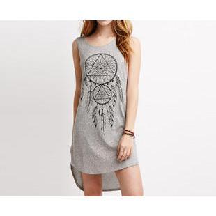 Print Dip Back Tank Dress