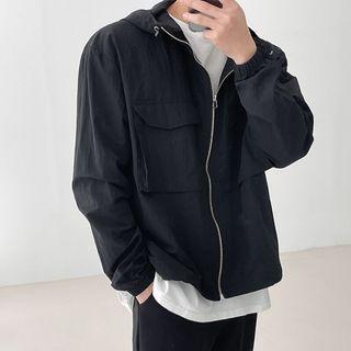 Flap-pocket Windbreaker Jacket