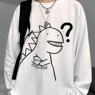 Long-sleeve Dinosaur-print T-shirt