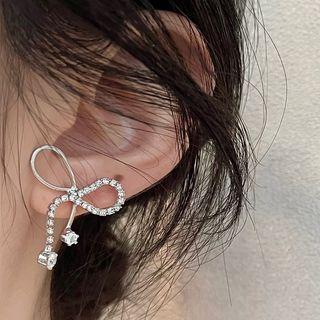 Rhinestone Bow Earring White - 1403a#