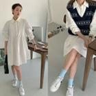 Half-placket Pintuck Shirtdress