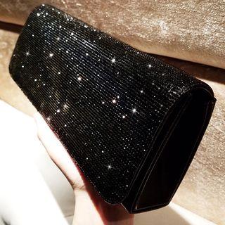 Rhinestone Clutch Bag With Crossbody Chain