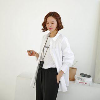 Bishop-sleeve Panel Shirt