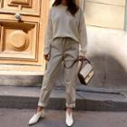 Cashmere Blend Lightweight Sweater Cream - One Size