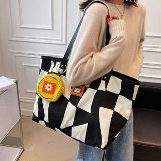 Irregular Check Canvas Tote Bag
