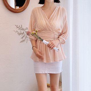 Smocked-back A-line Chiffon Blouse
