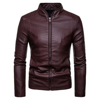 Embossed Faux Leather Zip Jacket