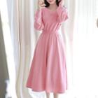 V-neck Long Sweatshirt Dress