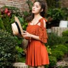 Cold-shoulder Lace Panel Swimdress