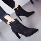 High Heel Color Panel Ankle Boots