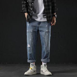 Straight-fit Denim Cargo Pants
