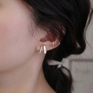 Bar Rhinestone Shell Alloy Earring