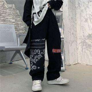 Detachable Paisley Panel Straight Leg Pants