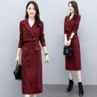 Plaid Buttoned Midi Coat Dress