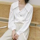 Collared Buttoned Blouse White - One Size