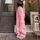 High Waist Lace-up Cargo Loose-fit Pants