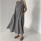 Sleeveless Checked Maxi Dress