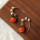 Beaded Tomato Drop Earring 1 Pair - 1867 - Orange & Green - One Size