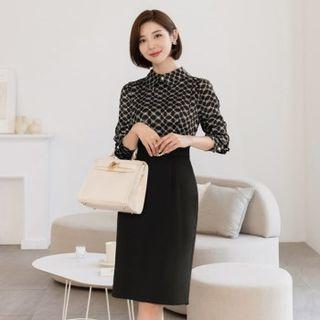Mock Two Piece Dress With Belt