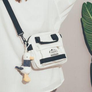 Cartoon Embroidered Zip Crossbody Bag