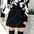 Heart Patterned Mini A-line Skirt