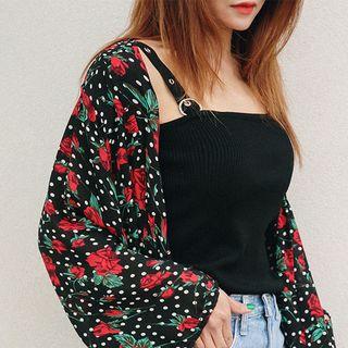 Belt-shoulder Ribbed Tube Top