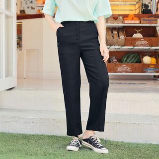 Magic Slacks Band-waist Straight-cut Dress Pants