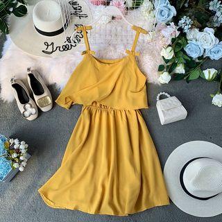 Ruffle Bow-detail Sleeveless Dress