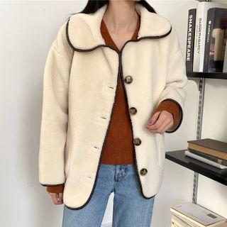 Color Panel Pocket Long-sleeve Jacket As Shown In Figure - One Size