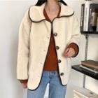 Color Panel Pocket Long-sleeve Jacket As Shown In Figure - One Size