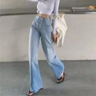 Long-sleeve T-shirt / Gradient Wide-leg Jeans