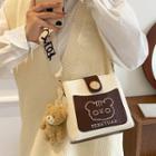 Wide Strap Bear Embroidered Crossbody Bag