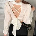 Long-sleeve Open Back Top Off-white - One Size