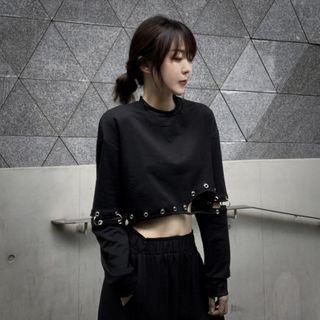 Long-sleeve Detachable Cropped T-shirt