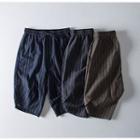 Pinstripe Elastic-waist Shorts