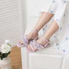 Mesh Ruffled Floral Sandals