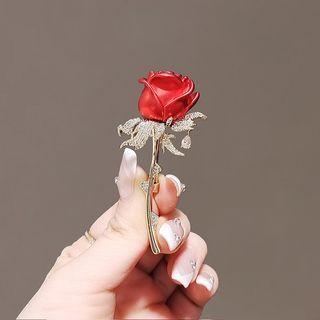 Rose Rhinestone Alloy Brooch Rose Pink - One Size