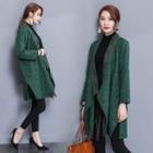 Embroidered Lace-up Jacket Dark Green - One Size