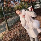 Furry Trim Snap Button Fleece Coat
