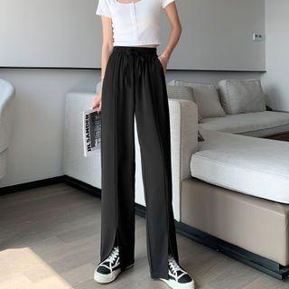 High Waist Slit-hem Wide-leg Pants