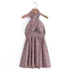 Sleeveless Halter Neck Floral Mini A-line Dress